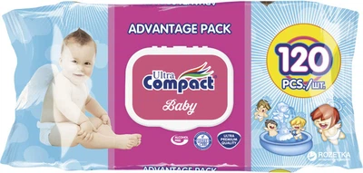 Детские влажные салфетки Ultra Compact Angels Baby 120 шт с клапаном (8697420532789)