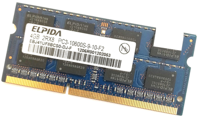 Оперативная память для ноутбука Elpida SODIMM DDR3 4Gb 1333MHz 106000s CL9 (EBJ41UF8BCS0-DJ-F) Б/У