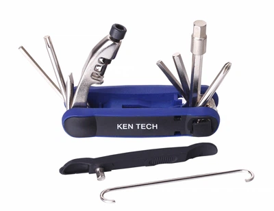 Мультитул KEN TECH KL-9804C черно-синий 15 функций: шестигранники, отвёртки, выжимка цепи FBT-007