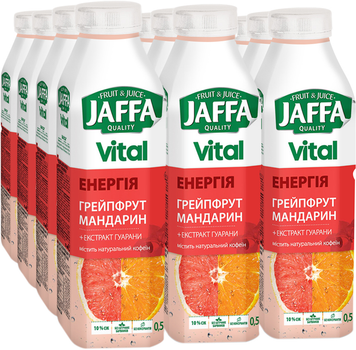 Упаковка напитка Jaffa Vital Energy Грейпфрут-Мандарин с экстрактом гуараны 0.5 л х 12 бутылок (4820192260473_4820192260619)
