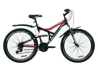 Велосипед двухподвес горный (спортивный) 26" Discovery Canyon AM2 Vbr 2020 рама 17.5" черно-красный с серым на рост 160-175 см (OPS-DIS-26-231)
