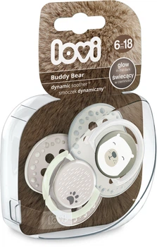 Пустышка Lovi силиконовая динамическая 6-18 месяцев 2 шт Buddy bear (22/865)
