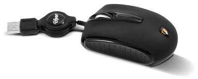 Мышь Flyper FM-2076 USB, Black, Mini, оптическая, проводная, 2кн. + scroll, 1000 dpi, retractable