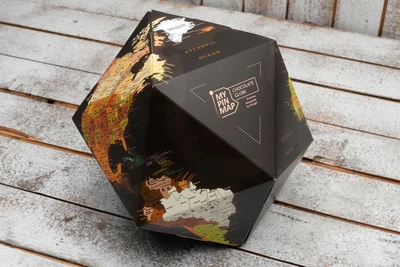 Объемный 3D Глобус My Pin Map Chocolate, "Антикварная карта мира", шоколадный цвет, 23 см
