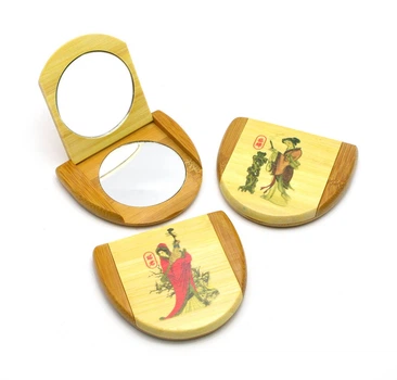 Дзеркальце косметичне бамбукове (8х7х1,5 см)