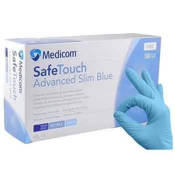 Рукавички нітрилові Medicom SafeTouch 100 шт М блакитні