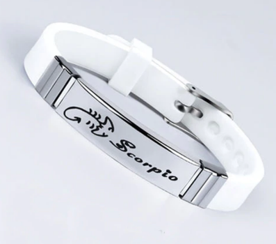 Силіконовий браслет Primo Zodiac - Scorpio (Скорпіон) - White Primo білий|срібний