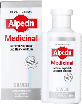 Тоник для кожи от выпадения волос для мужчин Alpecin Medicinal Silver для чувствительной кожи головы 200 мл (4008666201157)