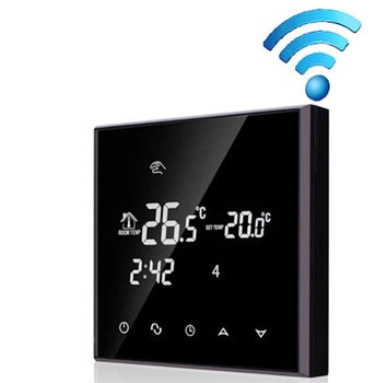 Програмований Терморегулятор сенсорний EcoTerm SN WI-FI Black для теплої підлоги