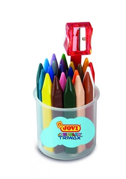 Мелки восковые трехгранные Jovi , Jovicolor Triwax 24 цвета в комплекте с точилкой (975)