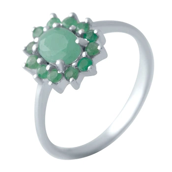 Серебряное кольцо с натуральным изумрудом 1.15ct, вес изделия 2,49 гр (2043386)