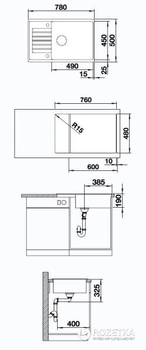 Кухонная мойка BLANCO Zia XL 6S Compact антрацит (523273) + сливной гарнитур (138042)