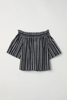 Блуза H&M 38 черный полоска 6220437