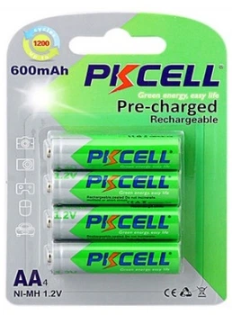 Акумулятор PKCELL 1.2 V AA 600mAh NiMH Already Charged, 4 штуки у блістері PC/AA600-4BA