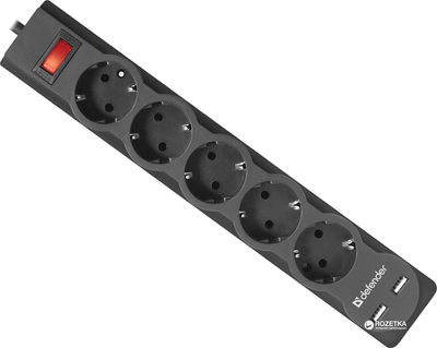 Мережевий фільтр Defender DFS 751 2xUSB 1.8 м (99751)