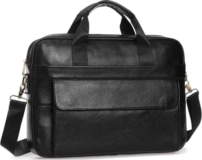 Сумка-портфель мужская кожаная Tiding Bag A25-1131A Черная