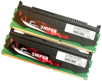Пара оперативной памяти G.Skill Sniper DDR3 8Gb (4Gb+4Gb) 1866MHz 14900U 1R8 CL9 (F3-14900CL9D-8GBSR) Б/У