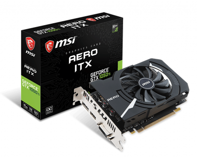 Видеокарта MSI GeForce GTX1050Ti OC AERO 4Gb DDR5 128-bit DVI/HDMI/DP 1455/7008 MHz (GTX 1050 Ti AERO ITX 4G OCV1)