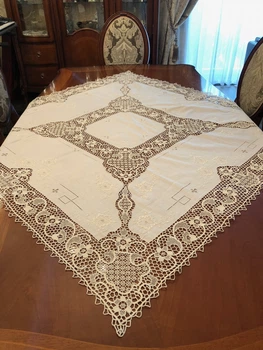 Скатерть Kaanni Ажурная квадратная скатерть бежевая 125х125 см 125х125 Бежевый