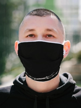 Захисна маска на обличчя 10шт багаторазова з принтом V3 чорна