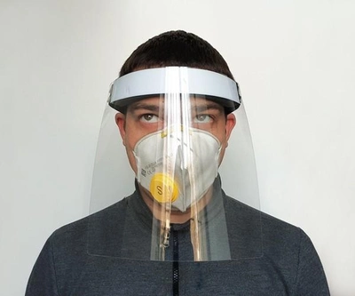 Прозрачная защитная маска-экран для лица БРТ Изолирующий щиток на резинке
