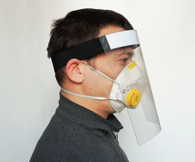 Прозрачная защитная маска-экран для лица БРТ Изолирующий щиток на резинке