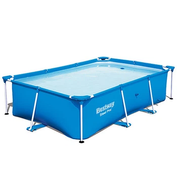 Дитячий каркасний прямокутний басейн Bestway 56403 для дачі 259 x 170 x 61 см на 2300 л Блакитний