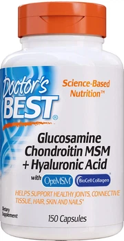 Хондропротектор для суглобів Doctor's Best BioCell Collagen Glucosamine Chondroitin MSM + Hyaluronic Acid 150 капсул (753950002715)
