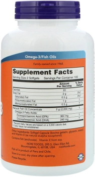 Жирные кислоты Now Foods Омега-3 1000 мг 200 желатиновых капсул (733739016522) 