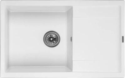 Кухонная мойка гранит GRANADO Alicante White GR2405 + сифон одинарный для кухонной мойки Nova с эксцентриком