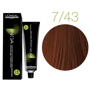 Крем-краска для волос L'Oreal Professionnel INOA 7/43 Средний блонд медно-золотистый 60 мл (4744WB)