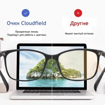Окуляри для комп'ютера захисні Cloudfield комп'ютерні окуляри захисні універсальні чорні + БОКС з екошкіри + Мікрофібра для догляду