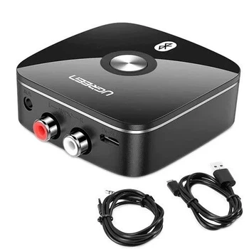 Bluetooth 5.1 аудио приемник, ресивер Ugreen с поддержкой aptX, AUX, 2 RCA Black(CM106)