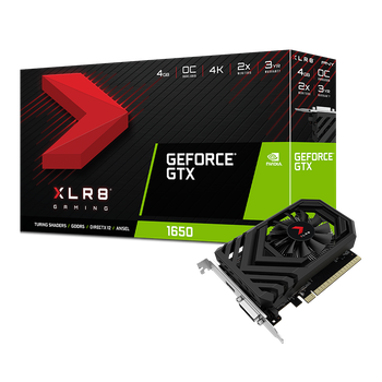Видеокарта PNY GeForce GTX 1650 XLR8 Gaming OC 4Gb DDR5 128-bit DVI/HDMI 1725/8000 MHz (VCG16504SFPPB-O)