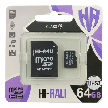 Карта пам'яті MicroSDHC 64Gb HI-RALI Class 10 UHS-III (адаптер SD)