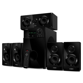Комплект акустики для домашнего кинотеатра ( колонки ) SVEN HT-210 (black) 5+1: 50Вт+5*15Вт, BT, FM, SD, VFD display, ДУ (17532)