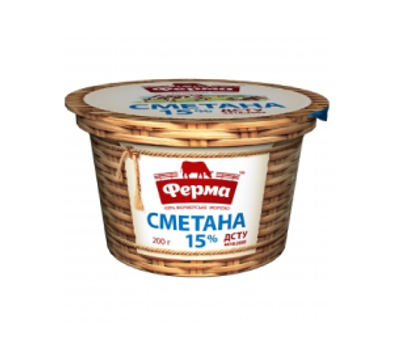 Сметана Ферма 15% стаканчик 200гр