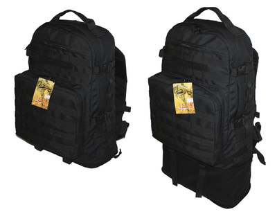 Тактический туристический супер-крепкий рюкзак трансформер 45-65 литров чёрный Кордура POLY 900 ден 5.15.b с поясным ремнем