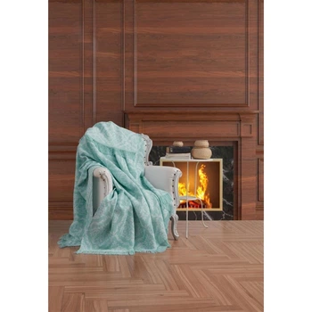 Плед накидка Eponj Home Buldan Keten Damask 170*220 su yesili зеленый (svt-2000022240123)