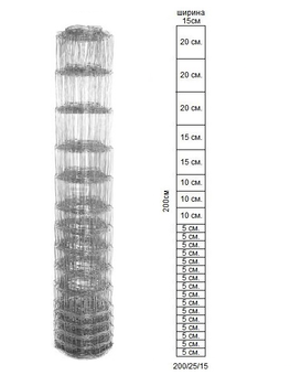 Сітка лісова шарнірна Прикриє Фермер 200/25/15 висота 2.0 м довжина 50м полегшена