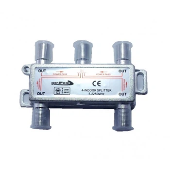 Splitter 4-WAY OpenFOX 5-2250 MHZ Разветвитель с проходом питания 5В спутниковое, эфирное, кабельное ТВ