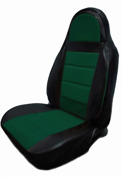 Авточохли на VAZ 21099 Auto Style пілот кожзам чорно зелений