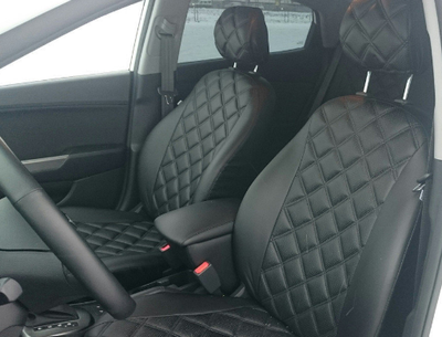 Авточехлы на Smart For Two Auto Style 3Д Ромб черные