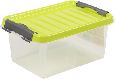 Ящик-контейнер для хранения пластиковый Heidrun ClipBox Lite с крышкой и клипсами 33х22.5см h16 см 8 л Салатовый (602_салатовый)