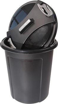 Бак-контейнер для мусора пластиковый Heidrun Refuse с крышкой d55 h65 см 75 л Черный (1465_черный)