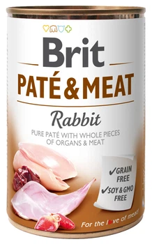 Влажный корм для собак Brit Paté & Meat со вкусом кролика и курицы 400 г (8595602530311)