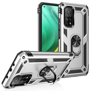 Противоударный чехол с подставкой Deexe Armor Case для Xiaomi Mi 10T / Mi 10T Pro - Silver