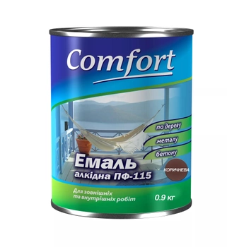 Алкидная эмаль краска Comfort (PolyColor) ПФ 115 коричневая 0.9 кг