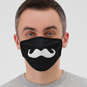 Багаторазова захисна маска чорна з принтом MSK083