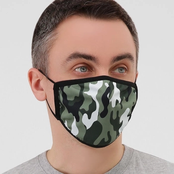 Багаторазова захисна маска чорна з принтом MSK080